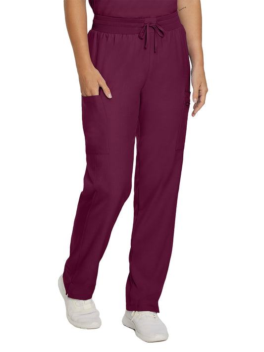 Women's 7-Pocket Mid-Rise Rib-Knit Elastic Waist Cargo Pant