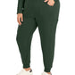 Women's 7-Pocket Mid-Rise Rib-Knit Elastic Waist Cargo Scrub Pant