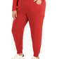 Women's 7-Pocket Mid-Rise Rib-Knit Elastic Waist Cargo Scrub Pant