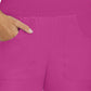 Women's 7-Pocket Mid-Rise Rib-Knit Elastic Waist Cargo Scrub Pant