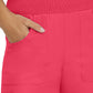 Women's 7-Pocket Mid-Rise Rib-Knit Elastic Waist Cargo Scrub Pant