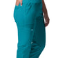 Women's 5-Pocket Mid-Rise Rib-Knit Elastic Waist Straight Leg Scrub Pant