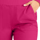 Women's 5-Pocket Mid-Rise Rib-Knit Elastic Waist Straight Leg Pant - LB405 - Bright Rose