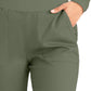 Women's 5-Pocket Mid-Rise Rib-Knit Elastic Waist Straight Leg Pant