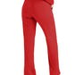 Women's 5-Pocket Mid-Rise Rib-Knit Elastic Waist Straight Leg Scrub Pant