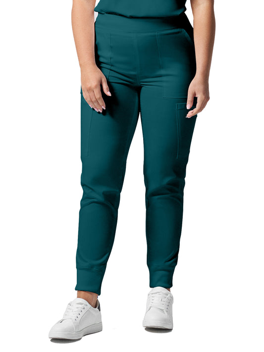 Women's 6-Pocket Mid-Rise Elastic-Back Waist Jogger Scrub Pant