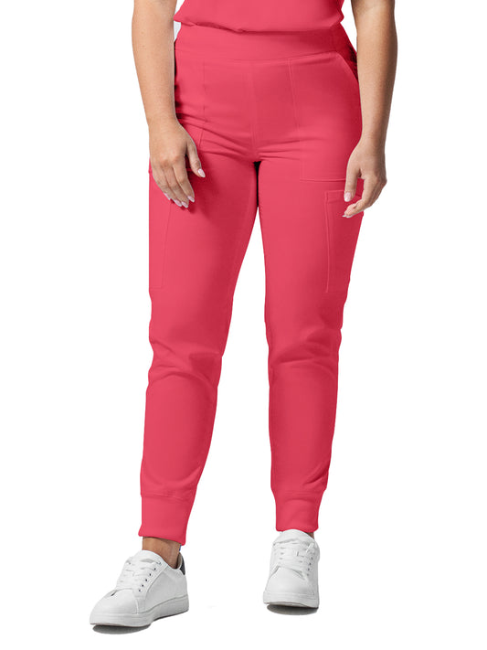 Women's 6-Pocket Mid-Rise Elastic-Back Waist Jogger Scrub Pant