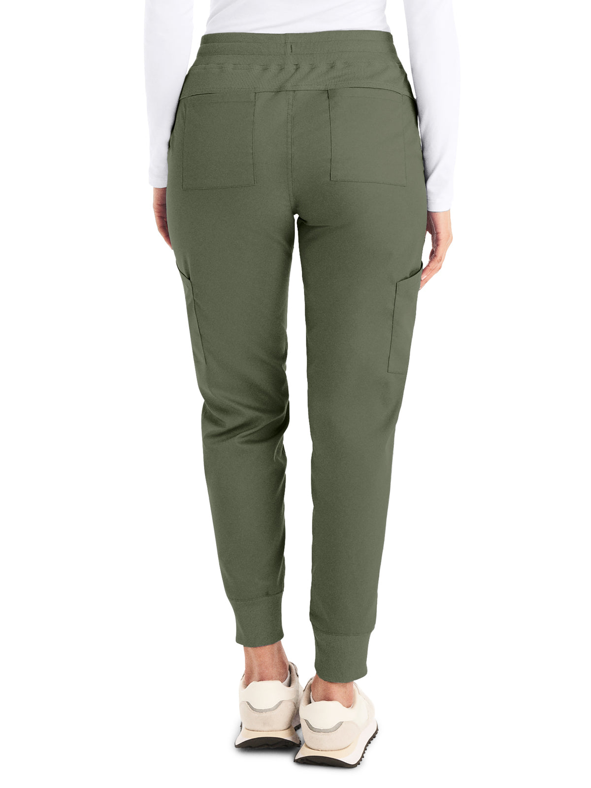 Women's 6-Pocket Mid-Rise Elastic-Back Waist Jogger Scrub Pant