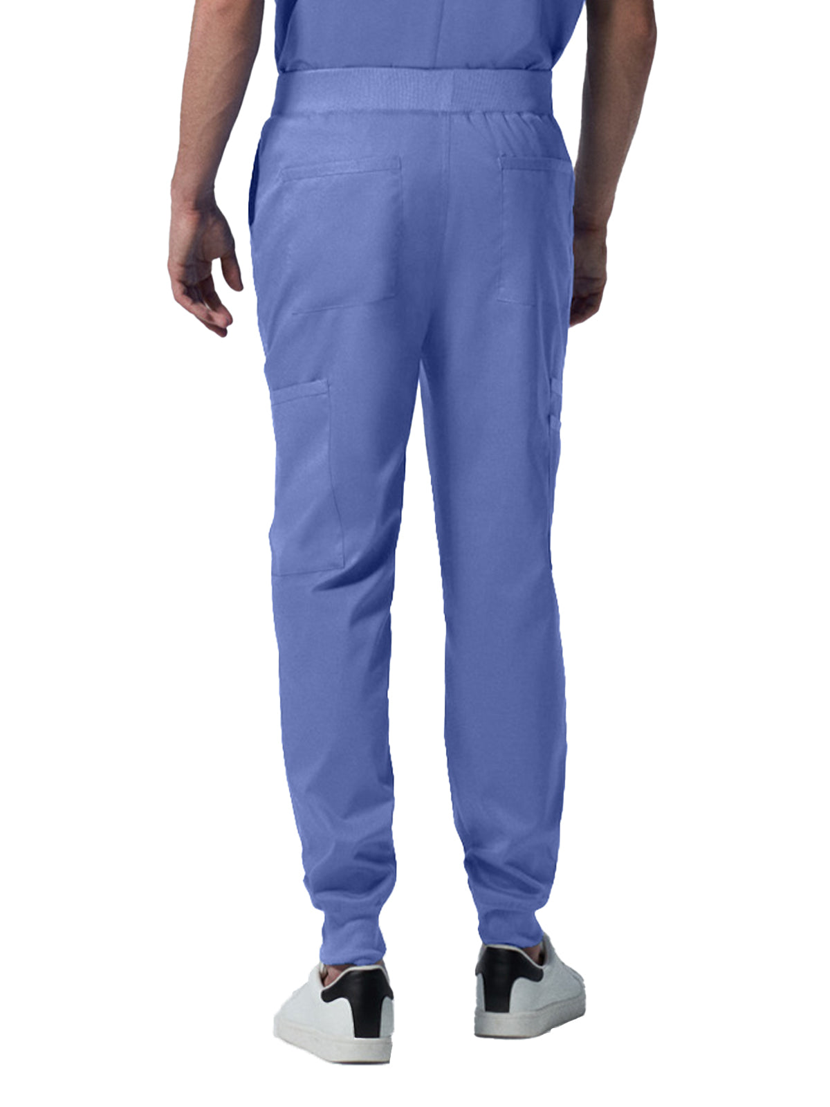 Men's 7-Pocket Mid-Rise Rib-Knit Elastic Waist Jogger Scrub Pant