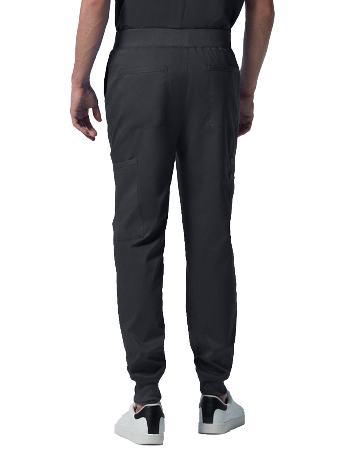 Men's 7-Pocket Mid-Rise Rib-Knit Elastic Waist Jogger Scrub Pant