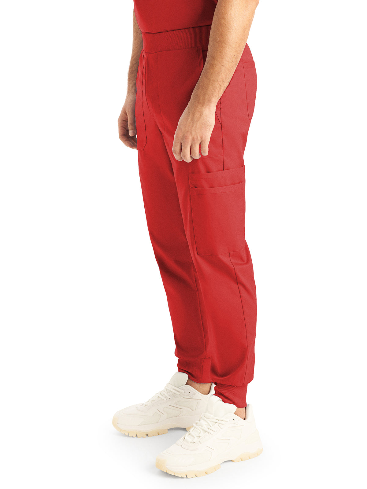 Men's 7-Pocket Mid-Rise Rib-Knit Elastic Waist Jogger Scrub Pant