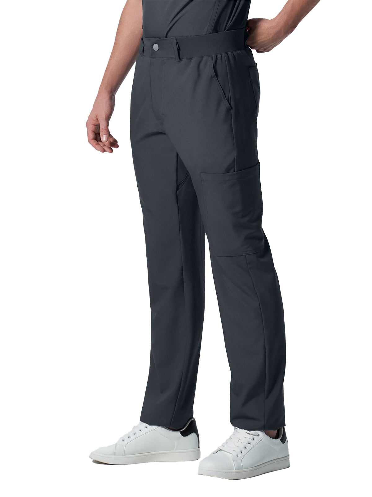 Men's 8-Pocket Mid-Rise Rib-Knit Elastic Waist Cargo Pant