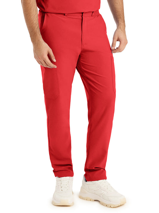 Men's 8-Pocket Mid-Rise Rib-Knit Elastic Waist Cargo Pant