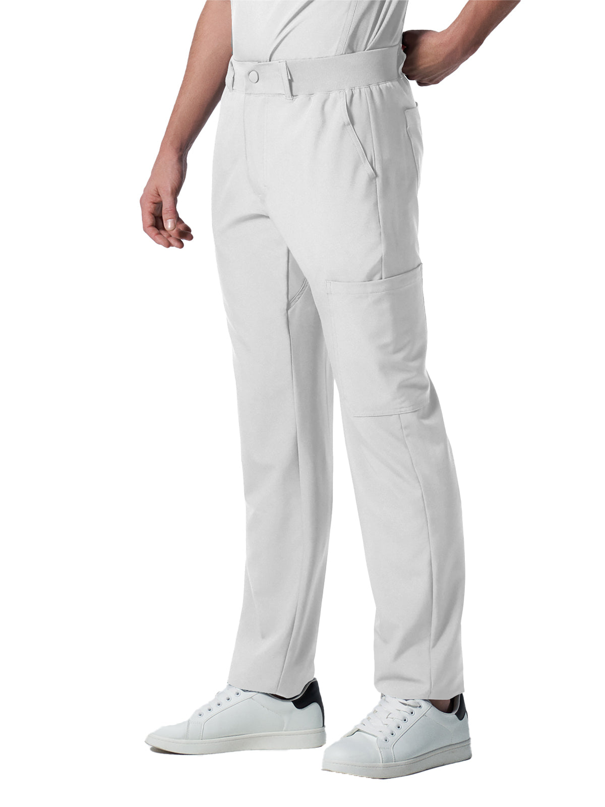 Men's 8-Pocket Mid-Rise Rib-Knit Elastic Waist Cargo Pant