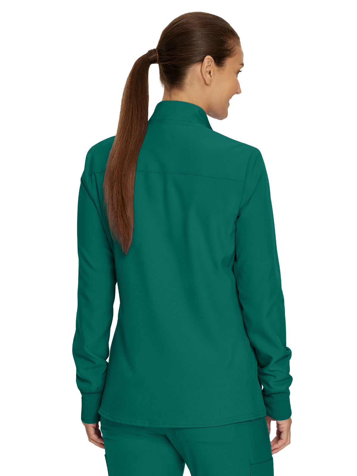 Women's 3-Pocket Mock-Neck Zip-Front Scrub Jacket