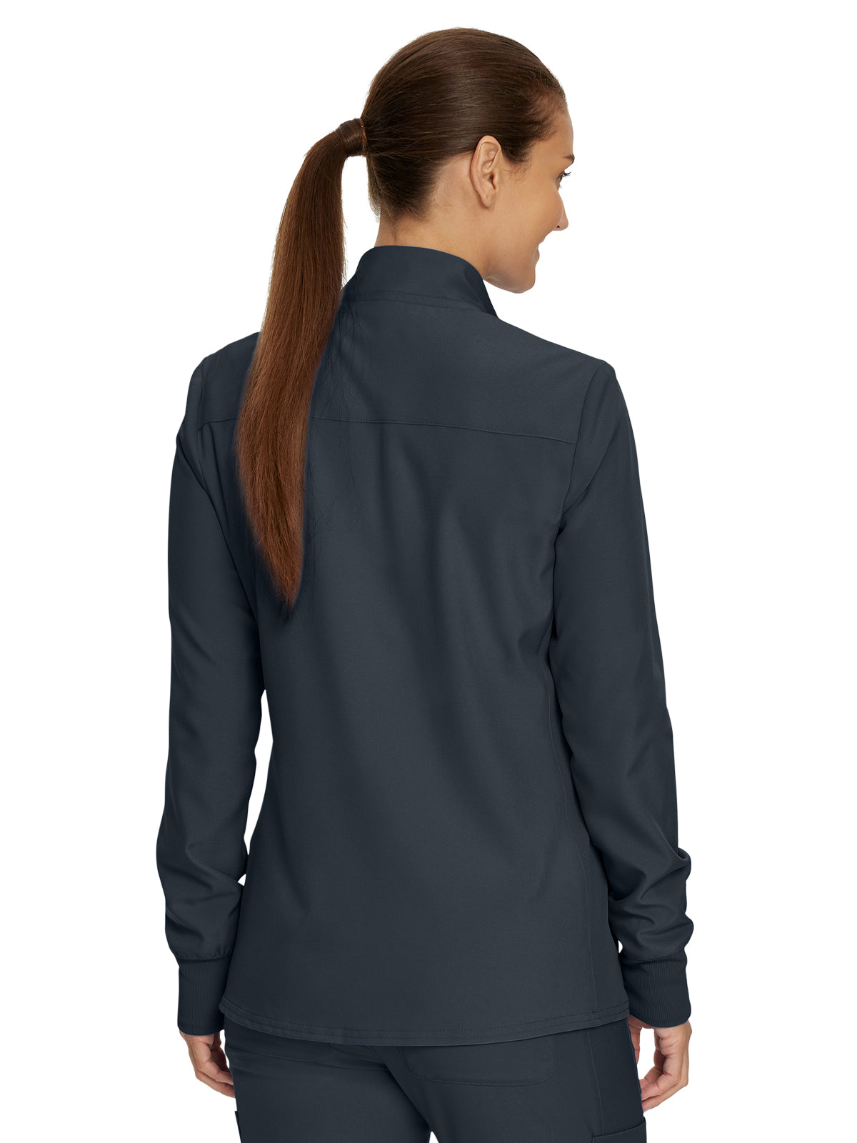 Women's 3-Pocket Mock-Neck Zip-Front Scrub Jacket