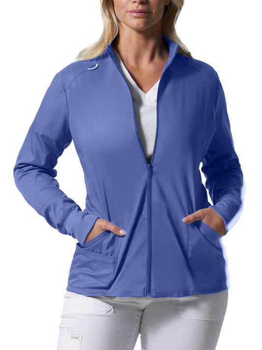 Women's 3-Pocket Mock Neck Zip-Front Scrub Jacket