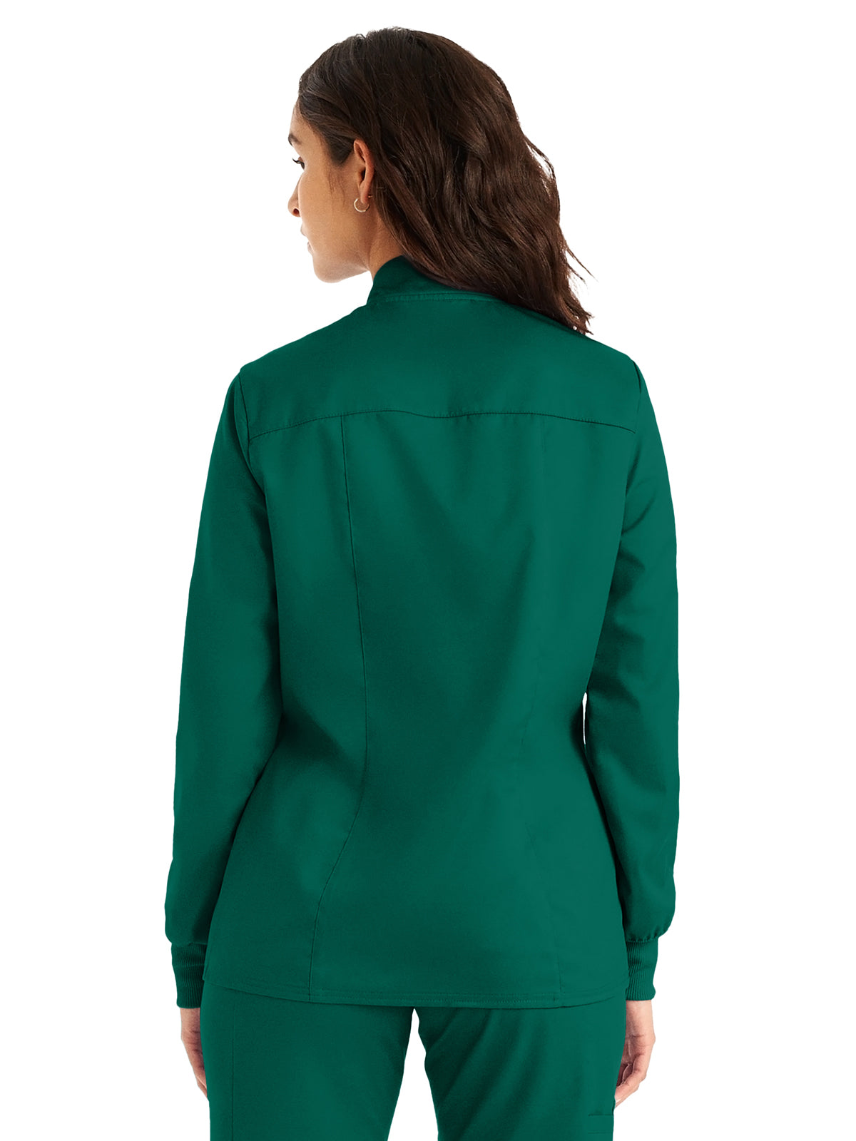 Women's 3-Pocket Mock Neck Zip-Front Scrub Jacket