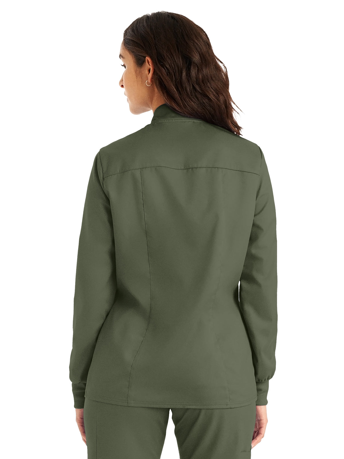 Women's 3-Pocket Mock Neck Zip-Front Scrub Jacket