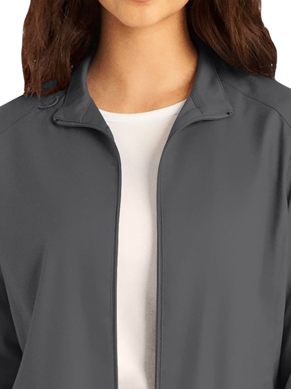 Women's 3-Pocket Mock Neck Zip-Front Scrub Jacket