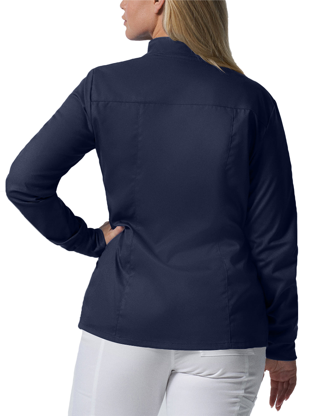 Women's 3-Pocket Mock Neck Zip-Front Scrub Jacket