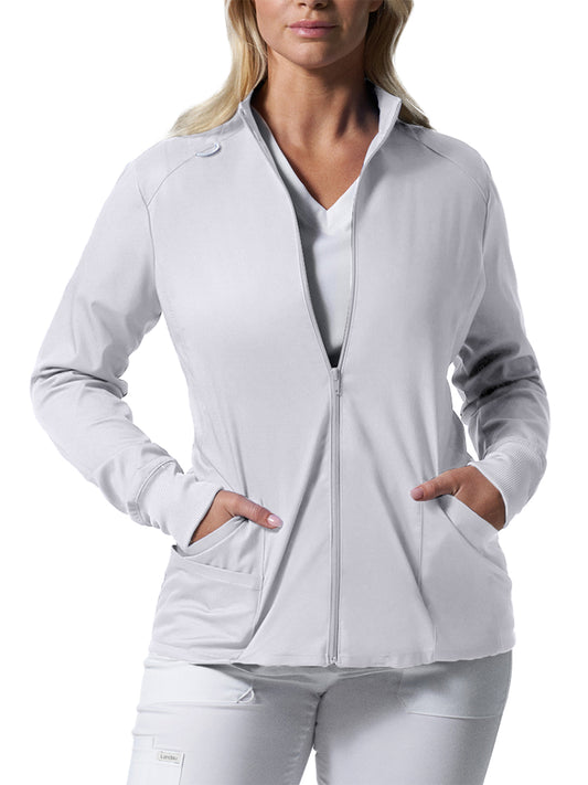 Women's 3-Pocket Mock Neck Zip-Front Scrub Jacket