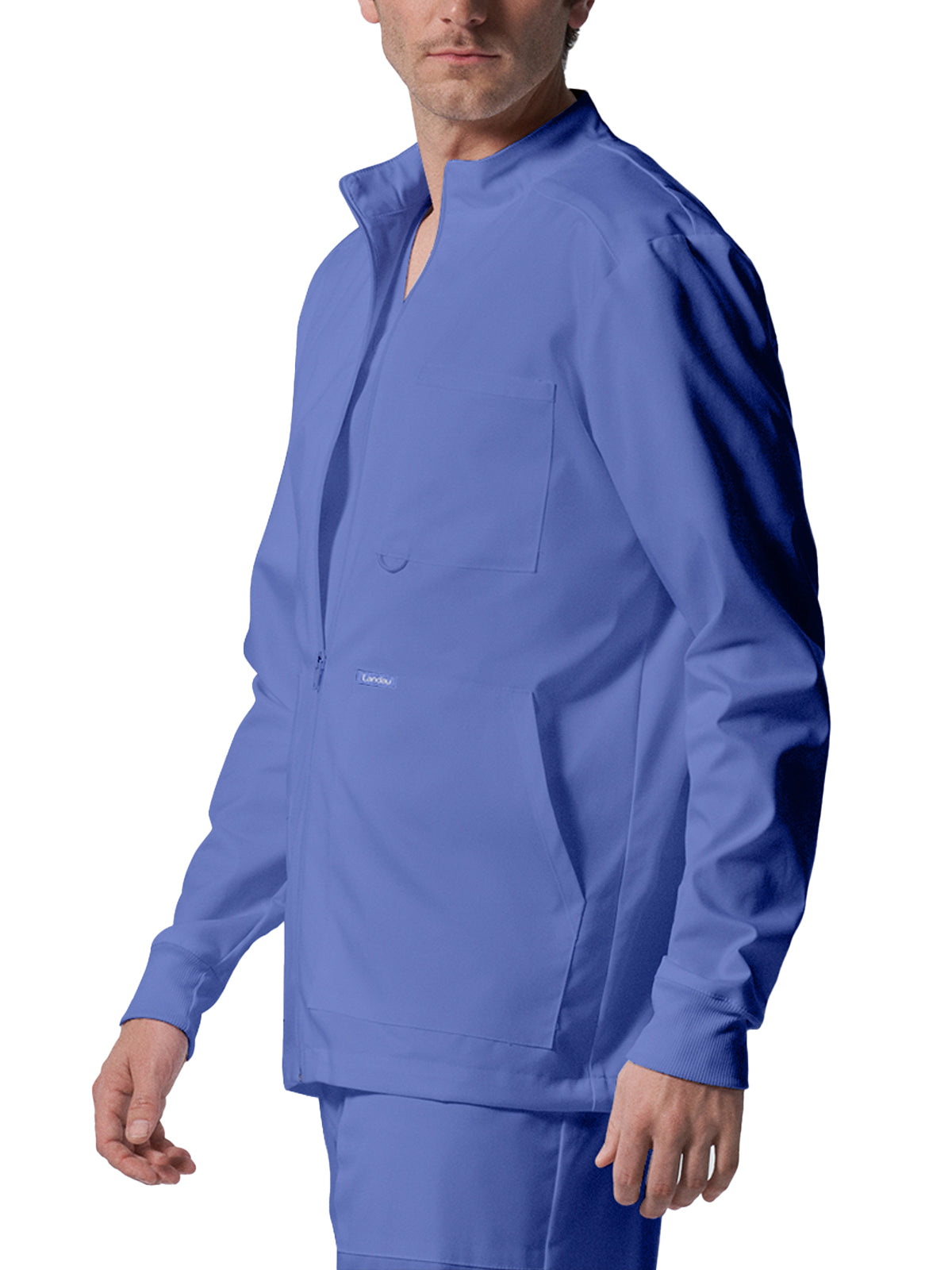 Men's 4-Pocket Mock Neck Zip-Front Scrub Jacket