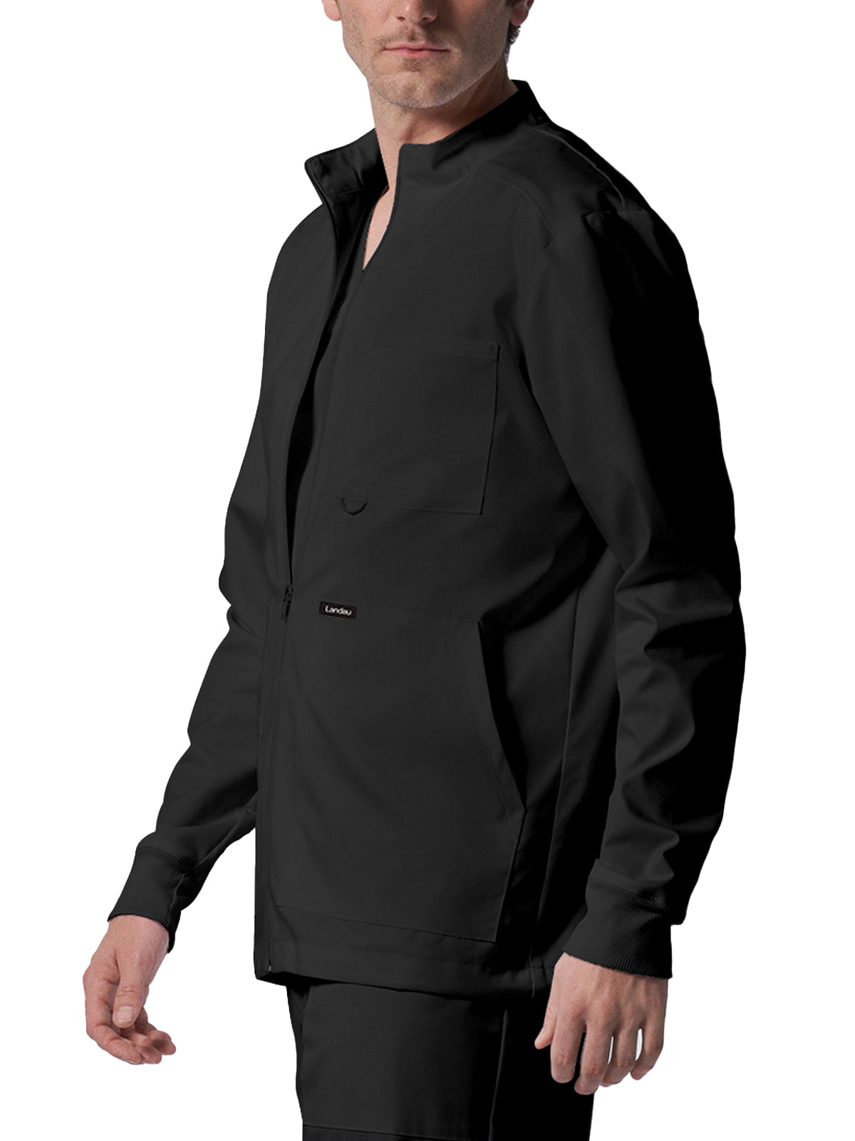 Men's 4-Pocket Mock Neck Zip-Front Scrub Jacket