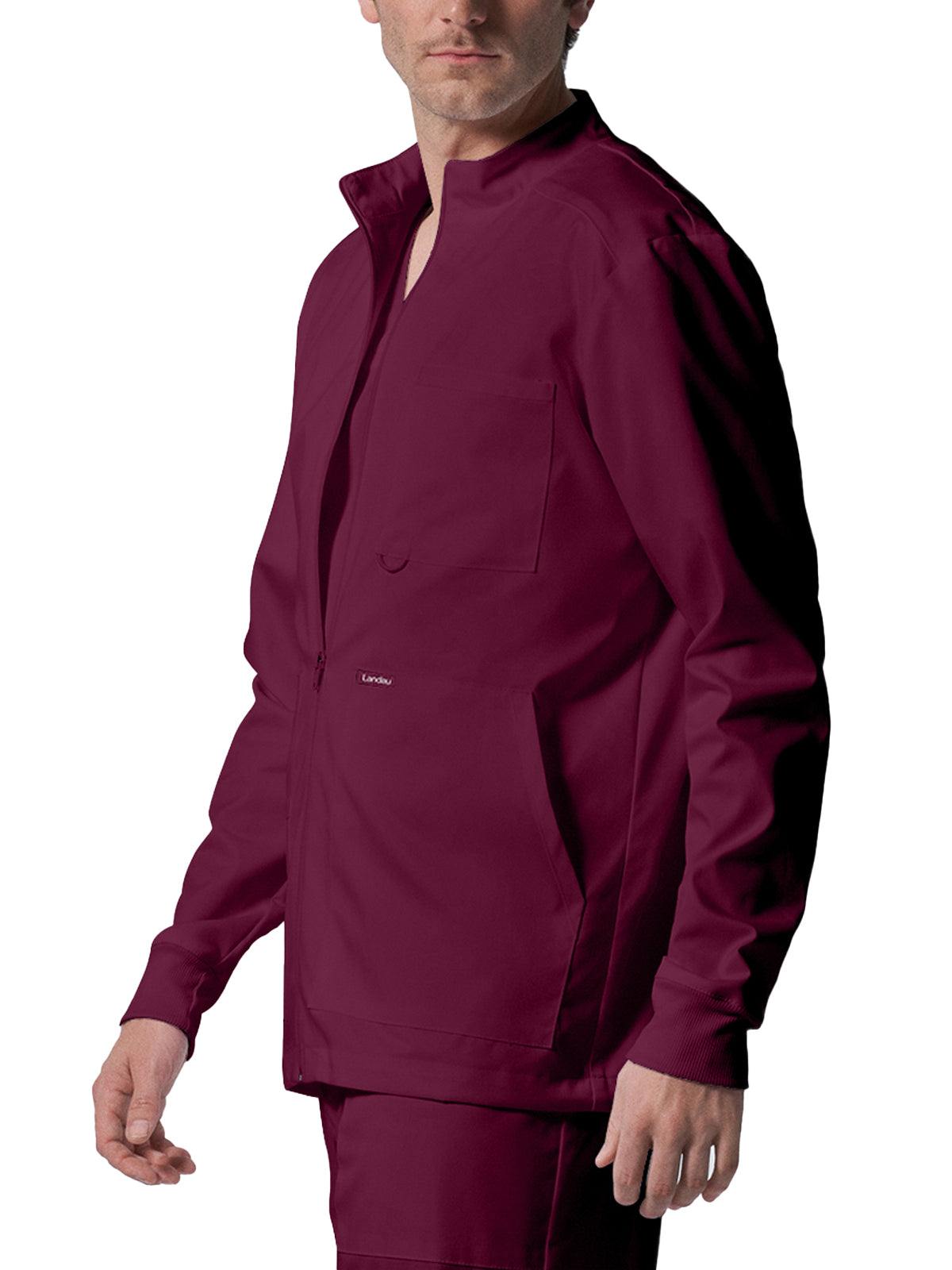 Men's 4-Pocket Mock Neck Zip-Front Scrub Jacket