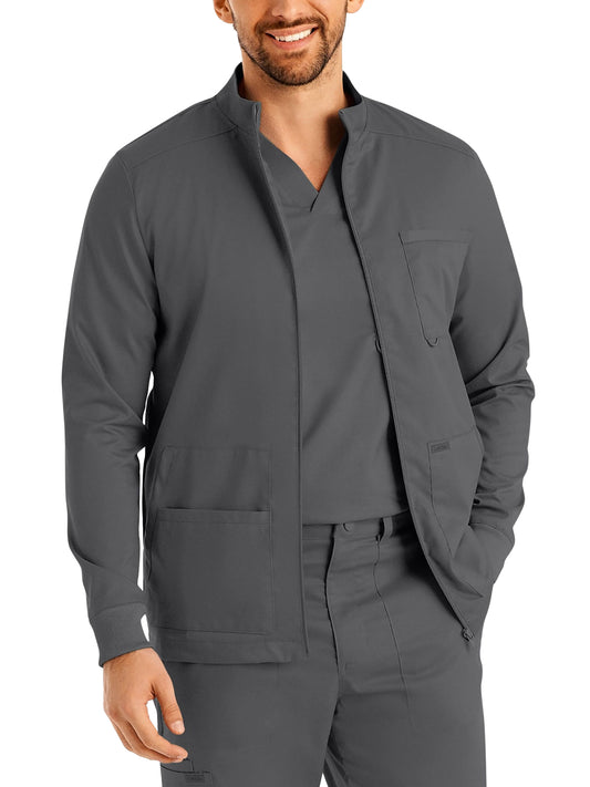 Men's 4-Pocket Mock Neck Zip-Front Scrub Jacket