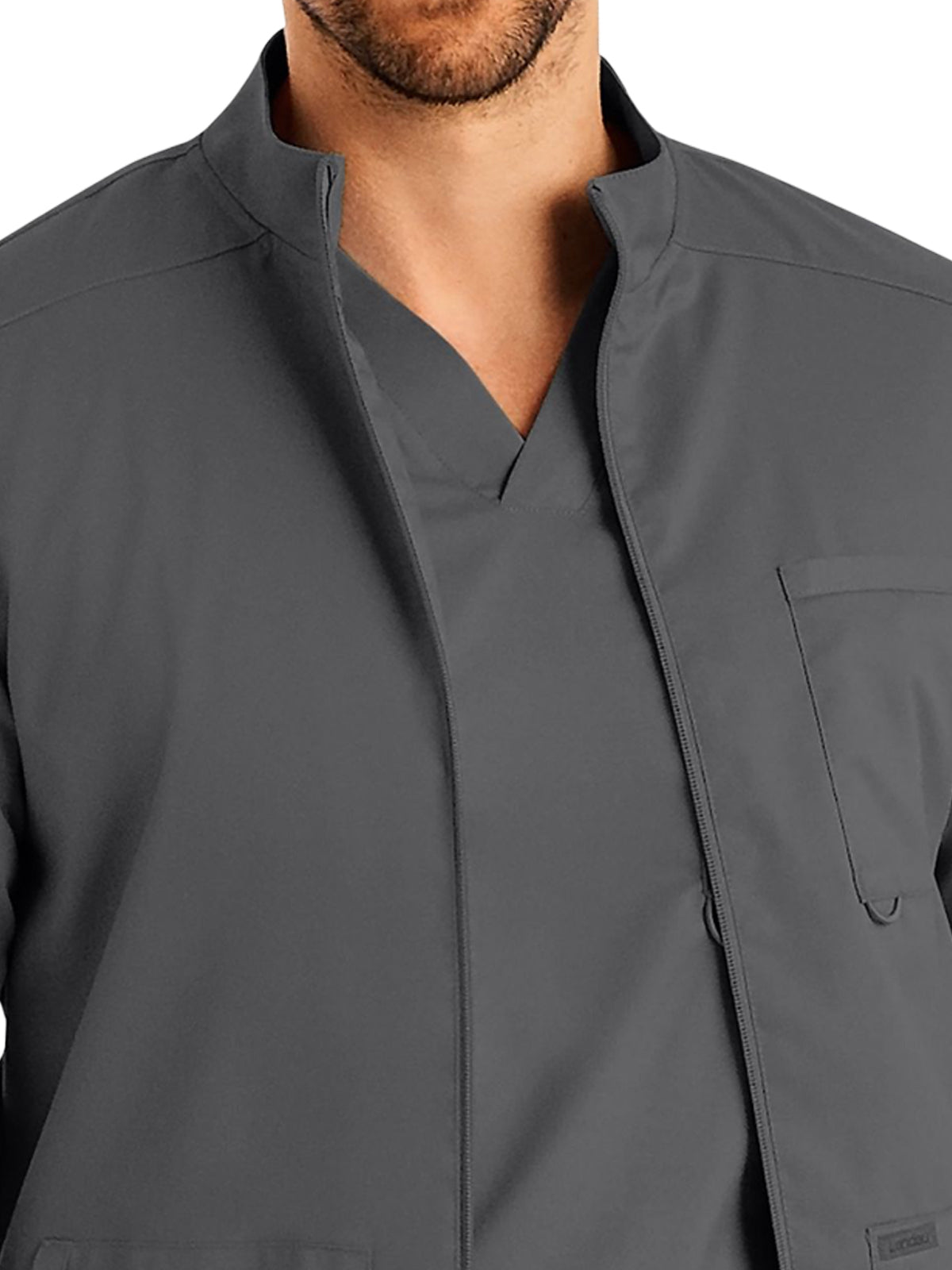 Men's 4-Pocket Mock Neck Zip-Front Scrub Jacket