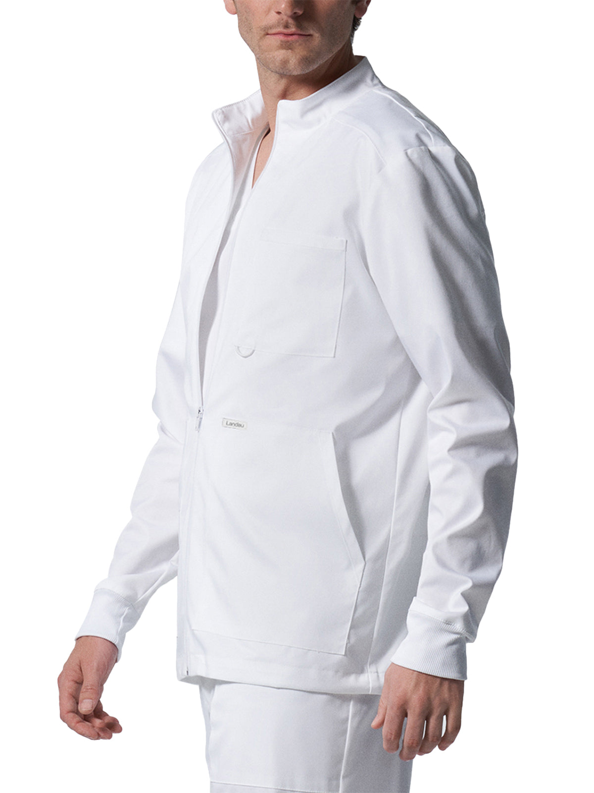 Men's 4-Pocket Mock Neck Zip-Front Scrub Jacket