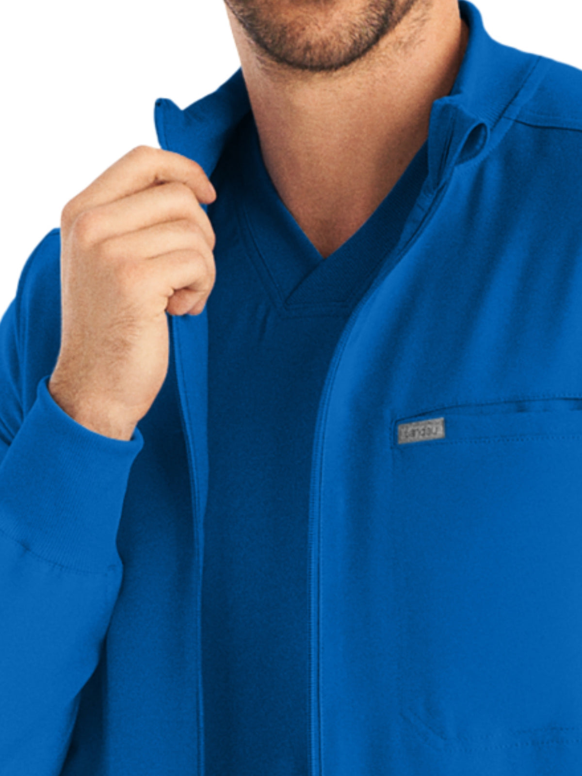 Men's 3-Pocket Mock-Neck Zip-Front Scrub Jacket