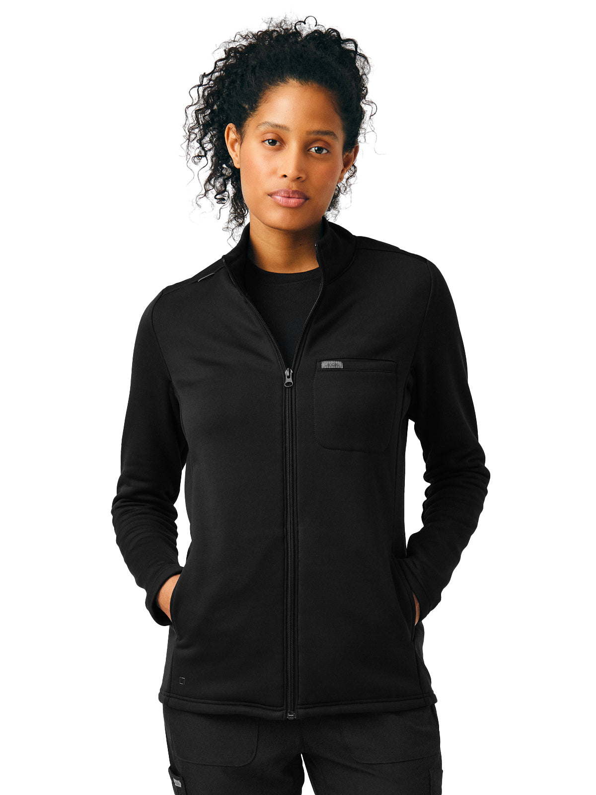 Women's Zip-Front Fleece Scrub Jacket