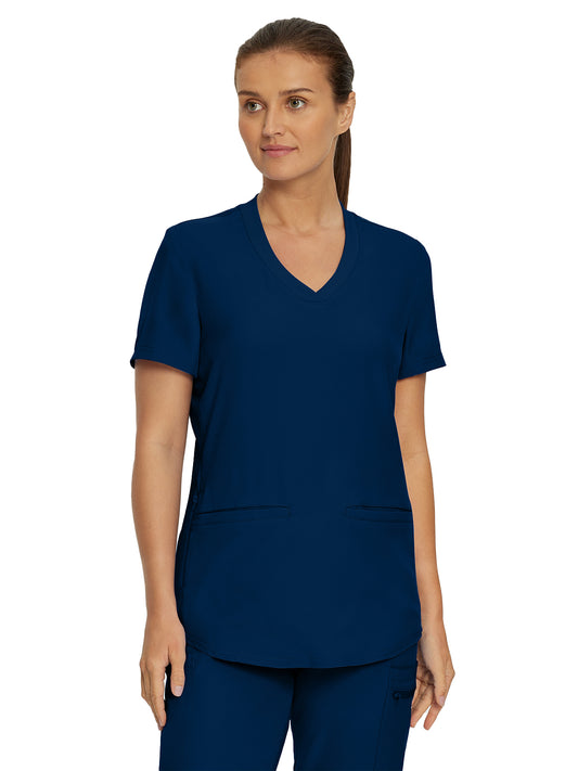 Women's 3-Pocket Rib-Knit Neckline V-Neck Scrub Top