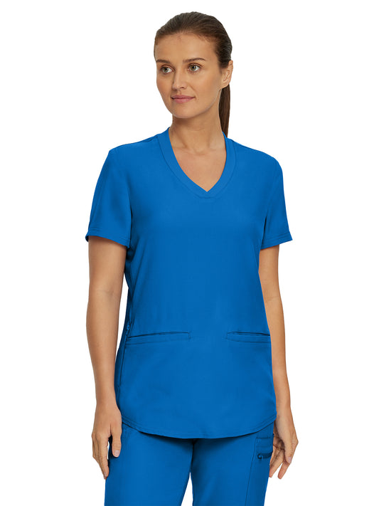 Women's 3-Pocket Rib-Knit Neckline V-Neck Scrub Top