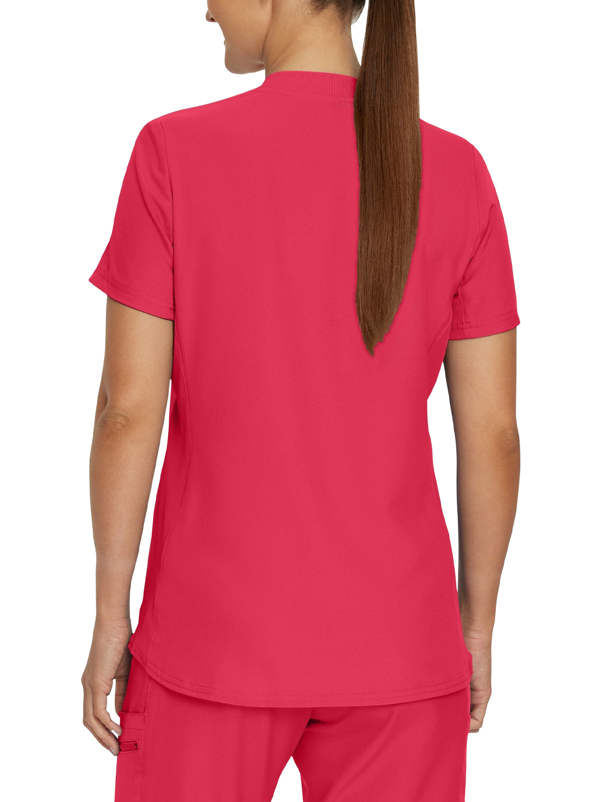 Women's 3-Pocket Rib-Knit Neckline V-Neck Scrub Top