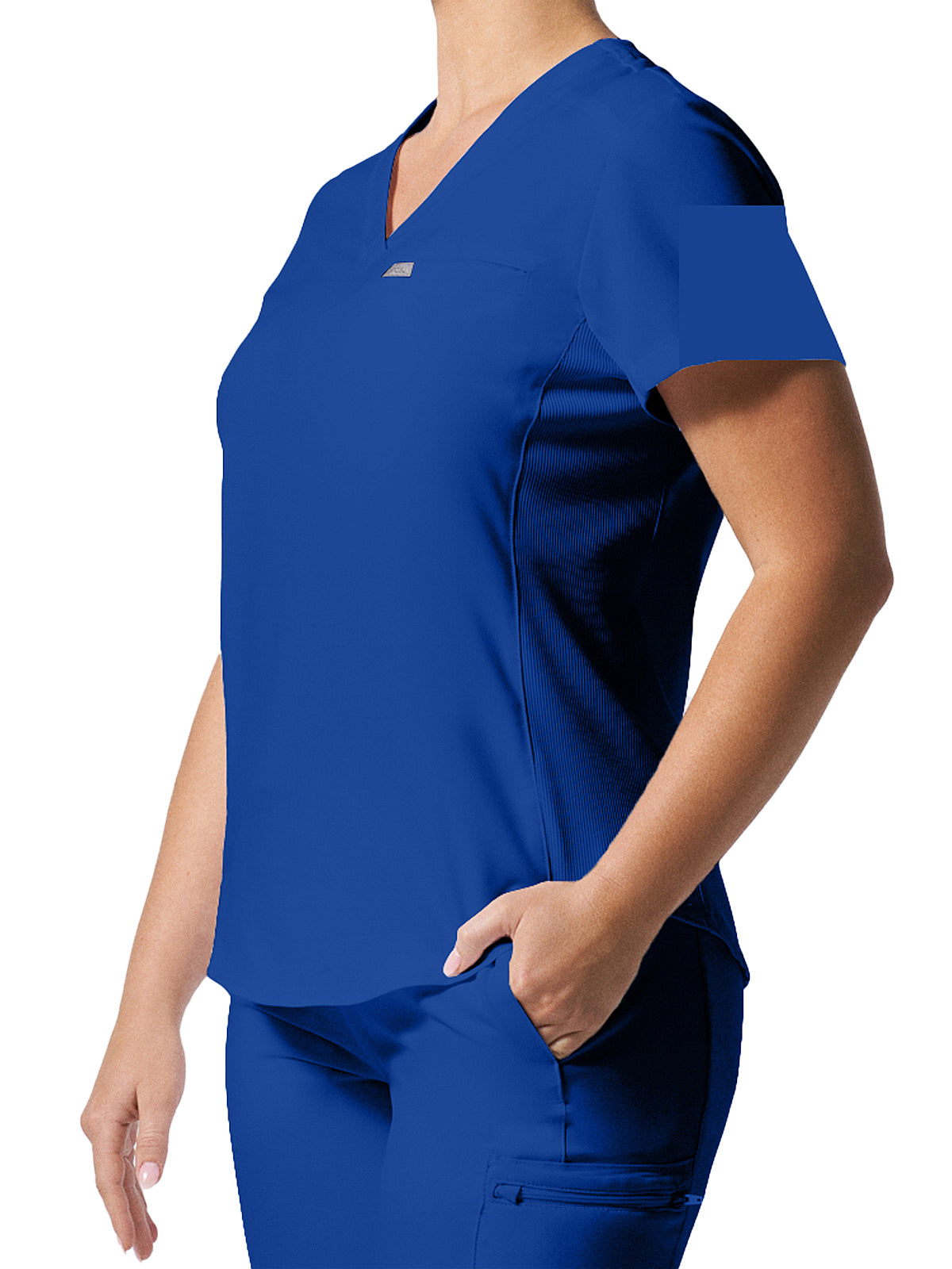 Women's 2-Pocket Shirttail Hemline V-Neck Scrub Top