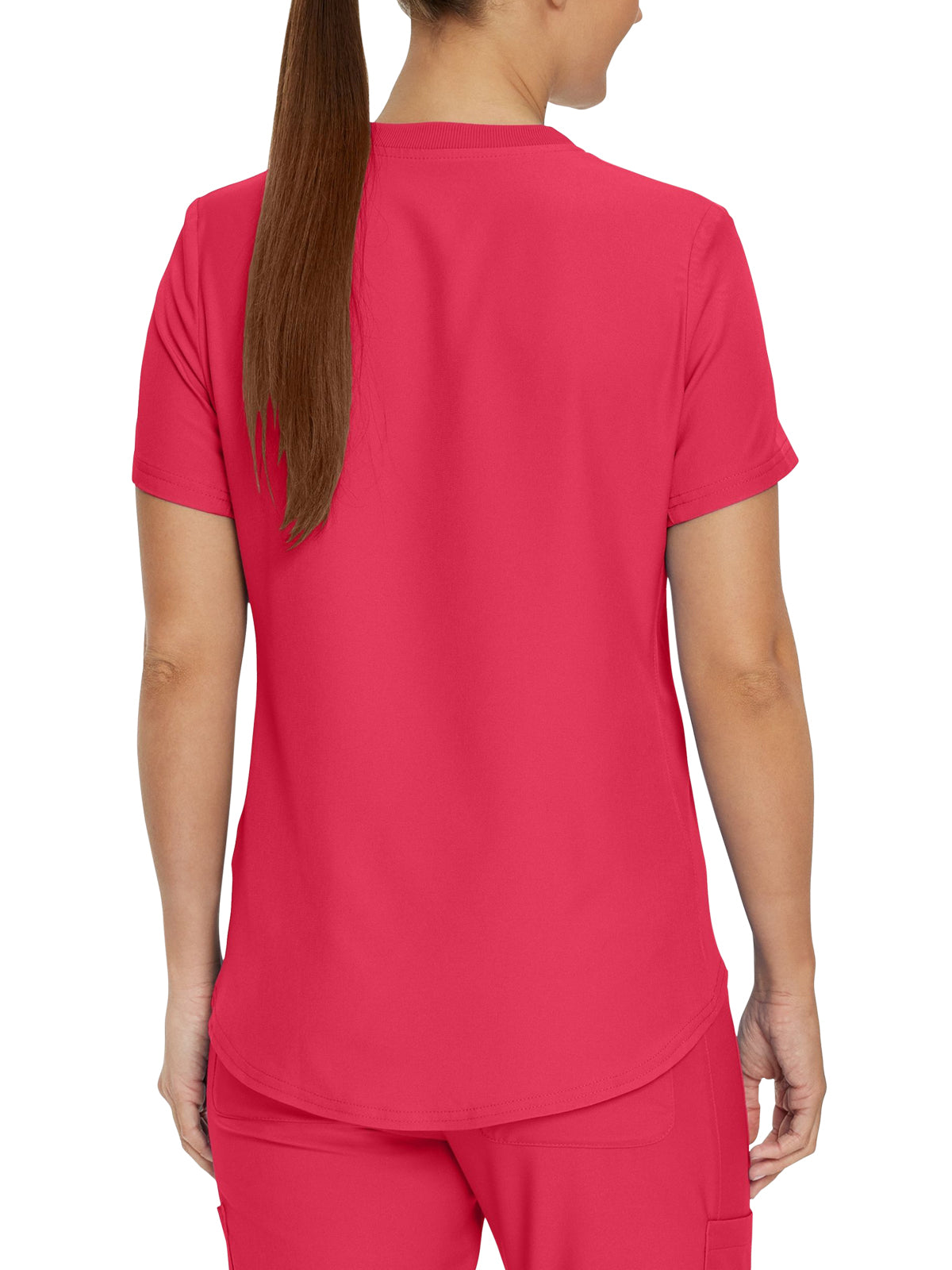 Women's 2-Pocket Shirttail Hemline V-Neck Scrub Top