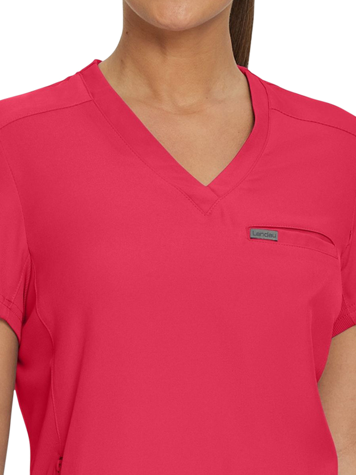 Women's 2-Pocket Shirttail Hemline V-Neck Scrub Top