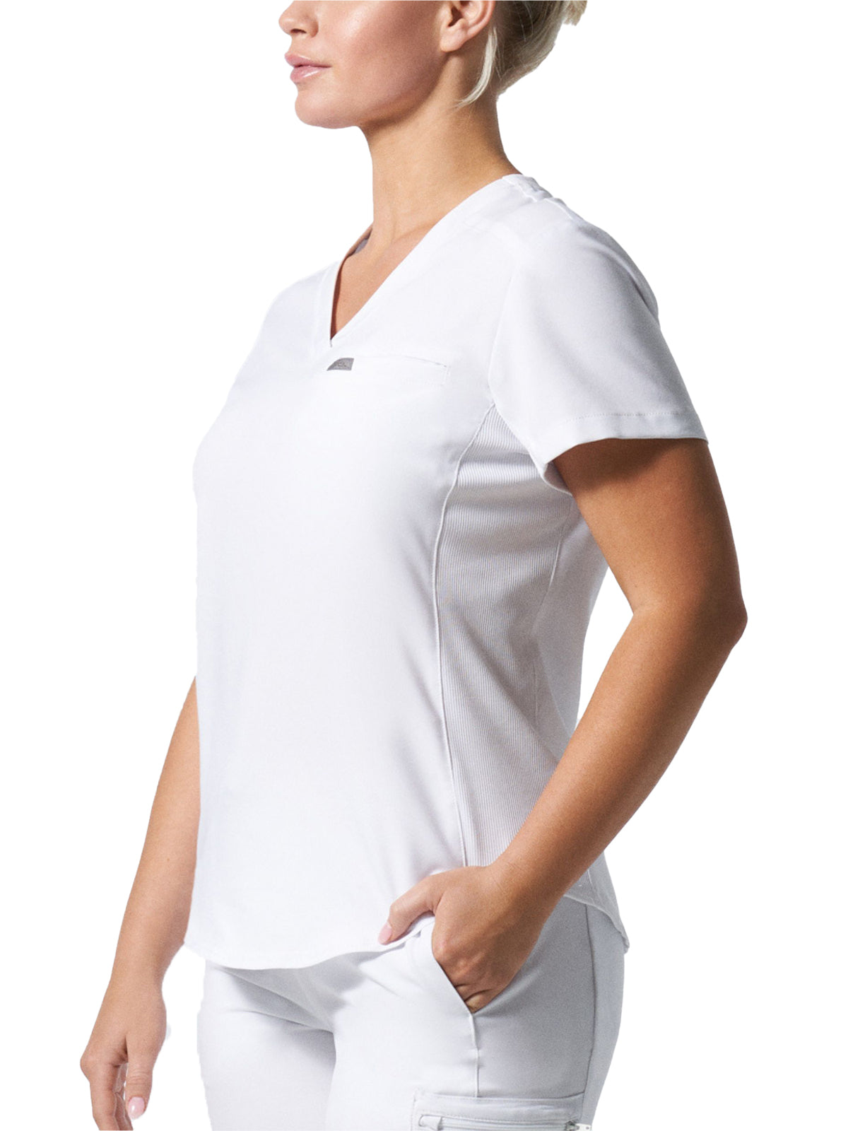 Women's 2-Pocket Shirttail Hemline V-Neck Scrub Top