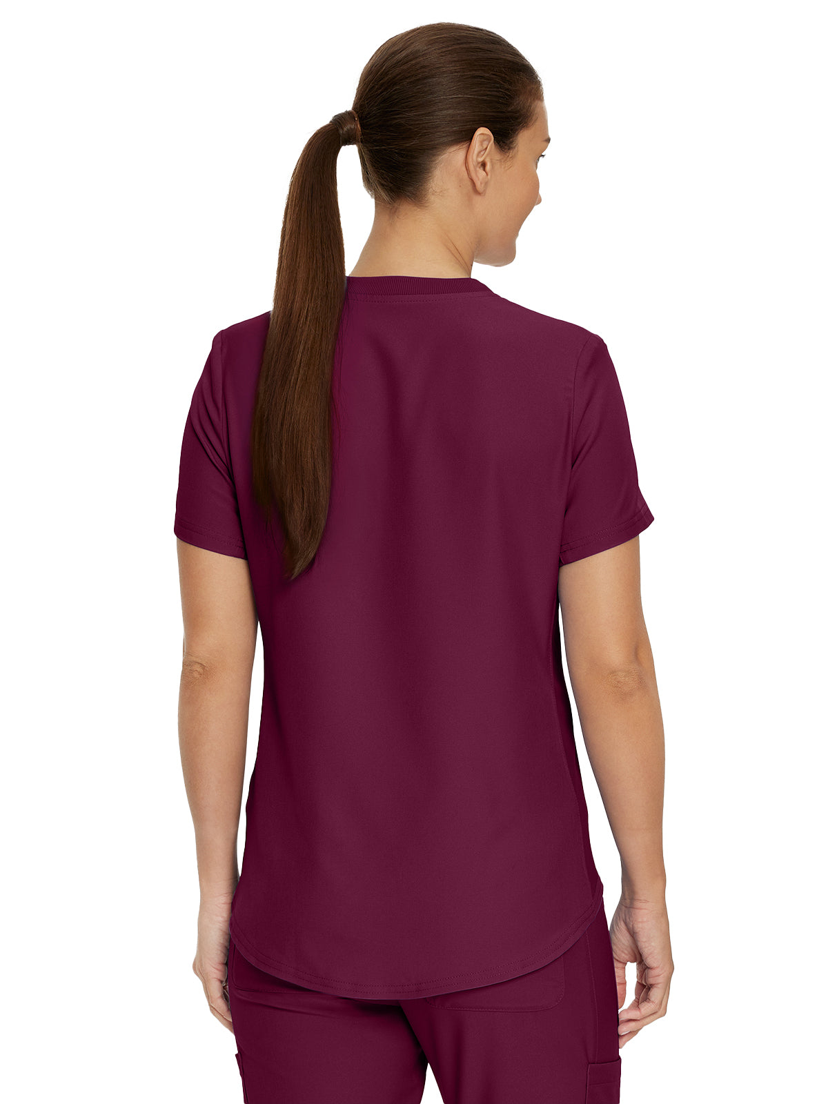 Women's 2-Pocket Shirttail Hemline V-Neck Scrub Top