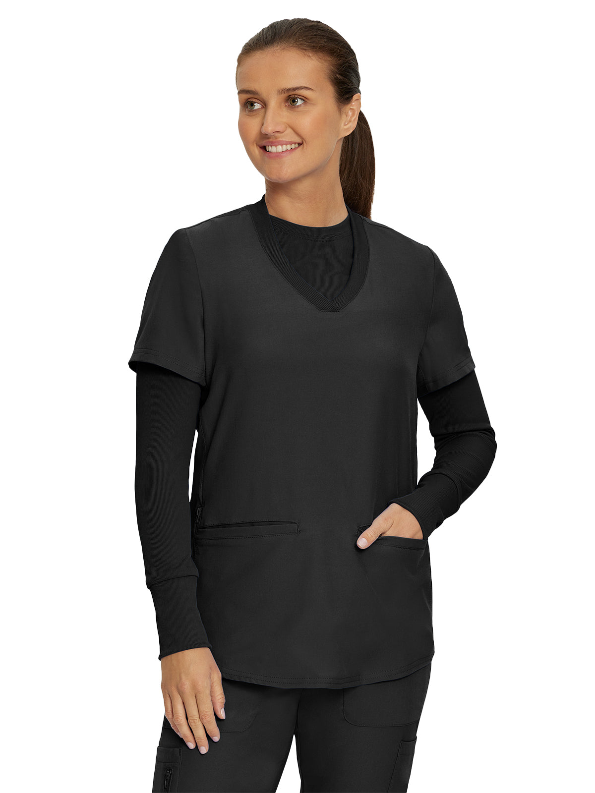 Women's 1-Pocket Long-Sleeve Crew Neck Underscrub Tee