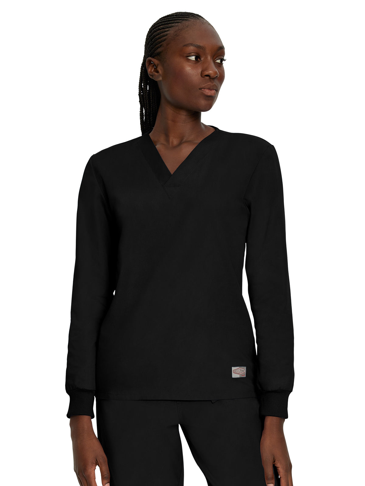 Unisex No-Pocket Crossover V-Neck Long-Sleeve Scrub Top