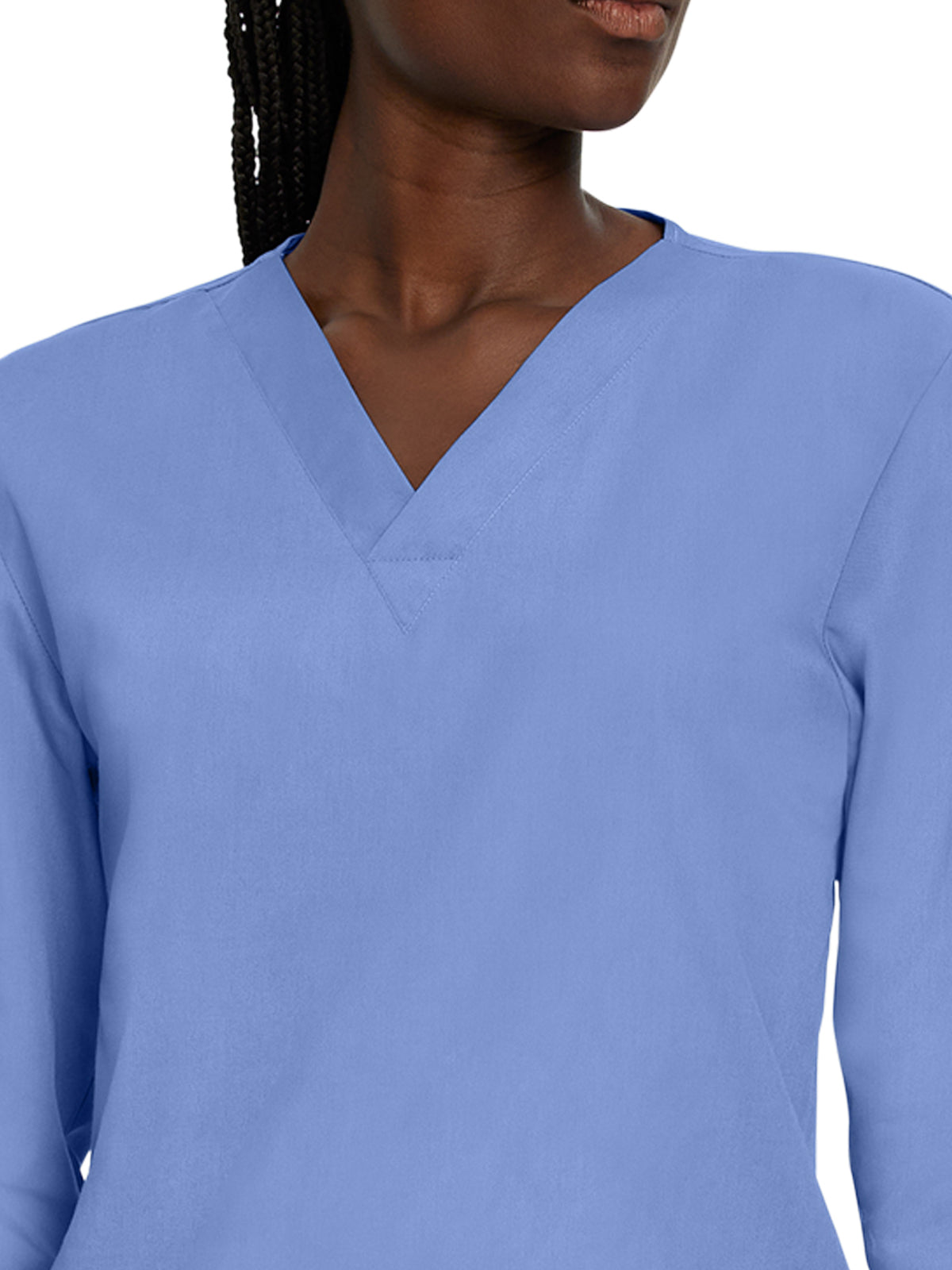 Unisex No-Pocket Crossover V-Neck Long-Sleeve Scrub Top