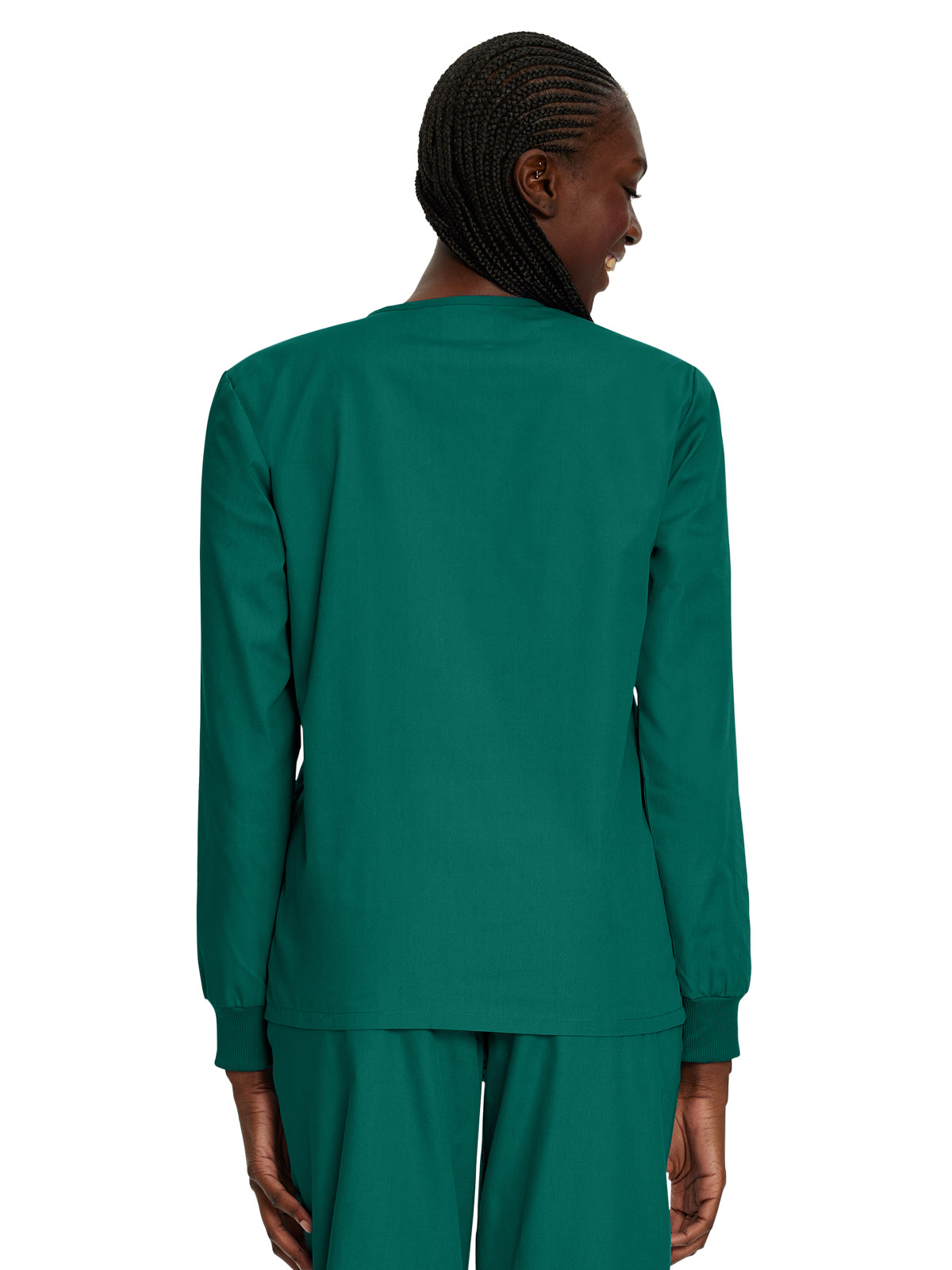 Unisex No-Pocket Crossover V-Neck Long-Sleeve Scrub Top