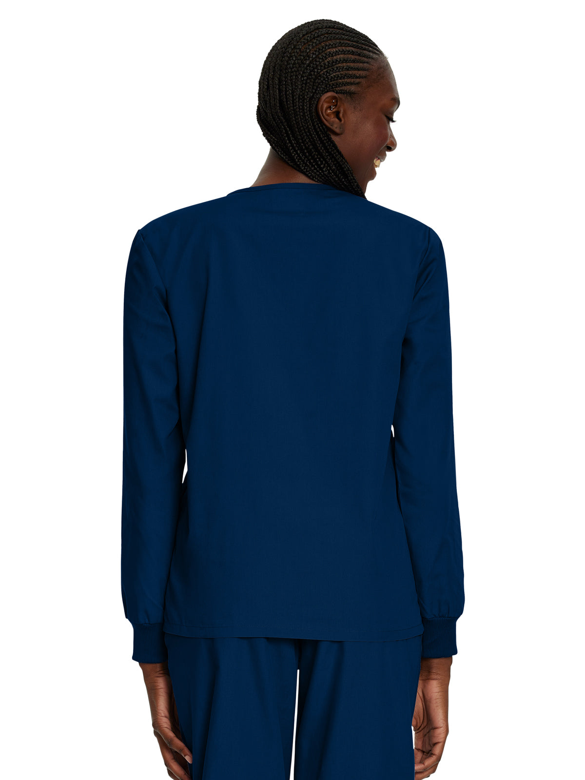 Unisex No-Pocket Crossover V-Neck Long-Sleeve Scrub Top