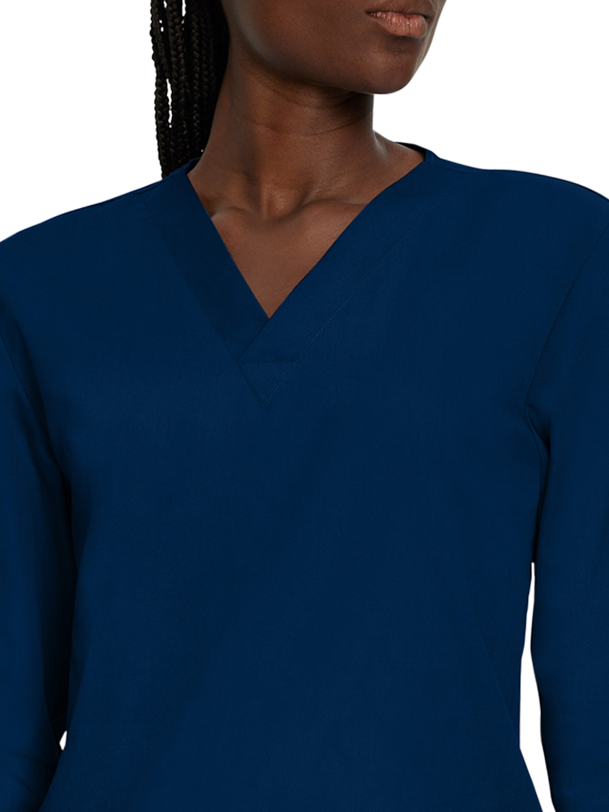 Unisex No-Pocket Crossover V-Neck Long-Sleeve Scrub Top