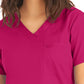 Women's 2-Pocket Back Princess Seamed V-Neck Top - LT107 - Bright Rose