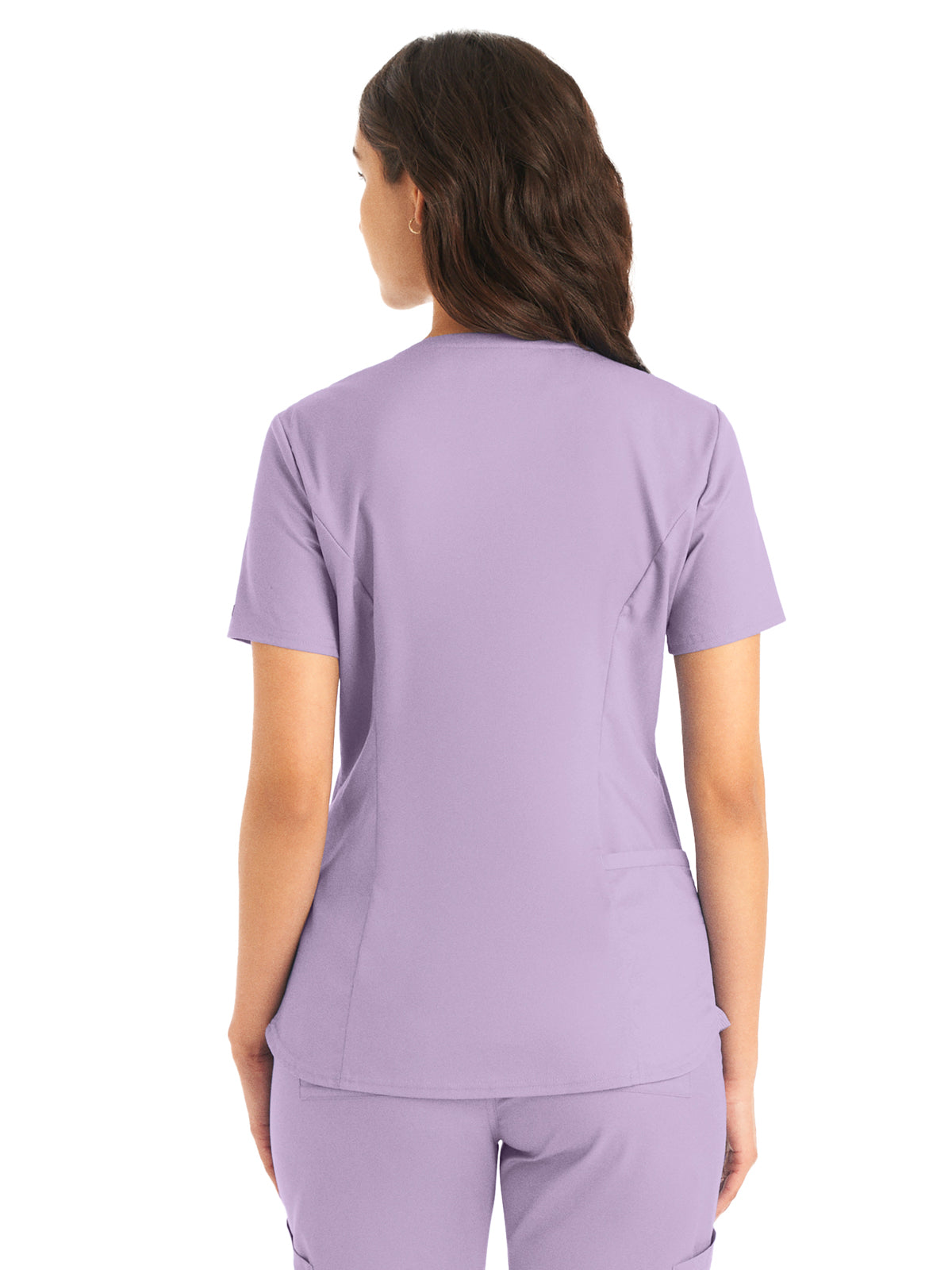 Women's 2-Pocket Back Princess Seamed V-Neck Scrub Top